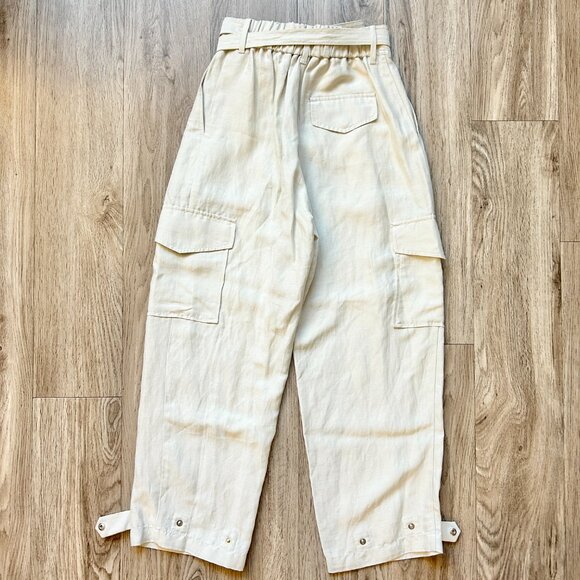 Aritzia Wilfred Kafka Linen High Rise Cargo Coastal Pants in Sand Cream Size 0 - Picture 9 of 11